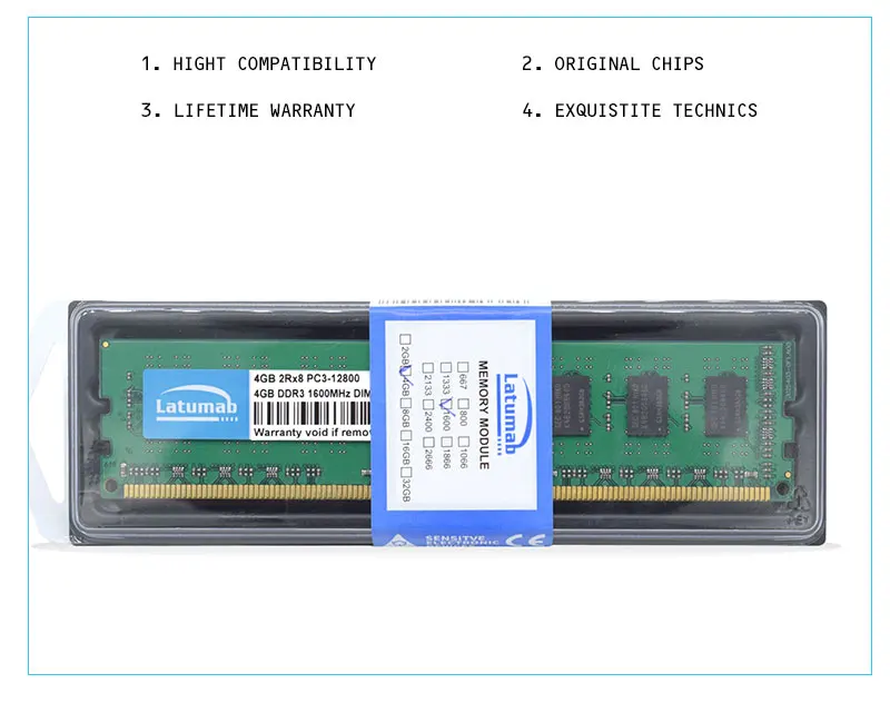 Latumab RAM DDR3 4GB 8GB 16GB 1600MHz Desktop Memory PC3-12800 DIMM Memory 240Pin 1.5V Memoria DDR3 RAM PC Memory Module (21)