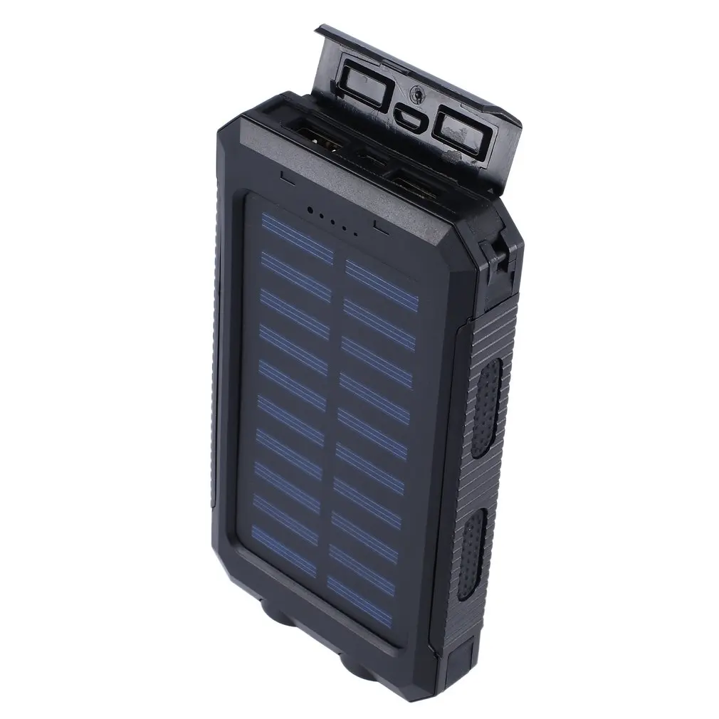 DIY Solar Power Bank Case 2 USB Ports External Charger Powerbank Case for Emergency Outdoor Camping Travel with Compass