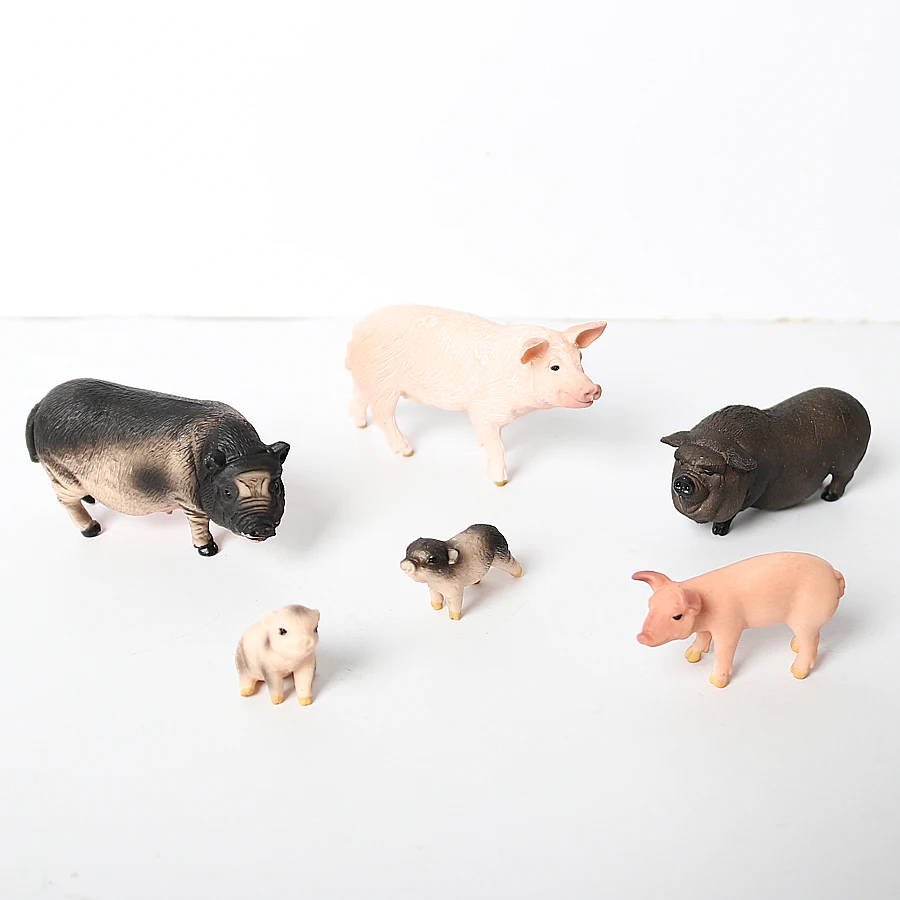 Simulated wild boar Pig Model Farm Animal Pig Family Set Figurines Action Figure Educational Toys for kids Home Decor