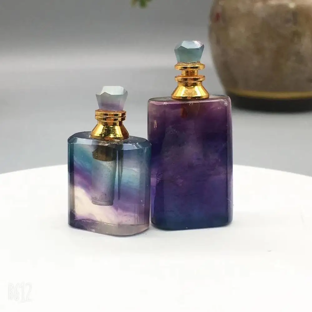 Perfume Bottle Crystal Pendant Natural Fluorite Perfume Bottle Reiki Healing Crystal Home Decoration as gift Perfume Bottle Crystal Pendant Natural Fluorite Perfume Bottle Reiki Healing Crystal Home Decoration as gift