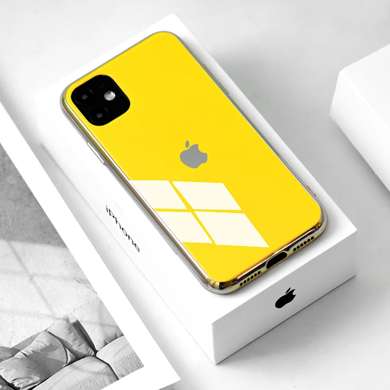 H Роскошный чехол для телефона из закаленного стекла для iPhone 11 Pro Max X XR XS 7 6s 8 Plus 8plus 7plus черный золотой красный белый чехол - Цвет: H