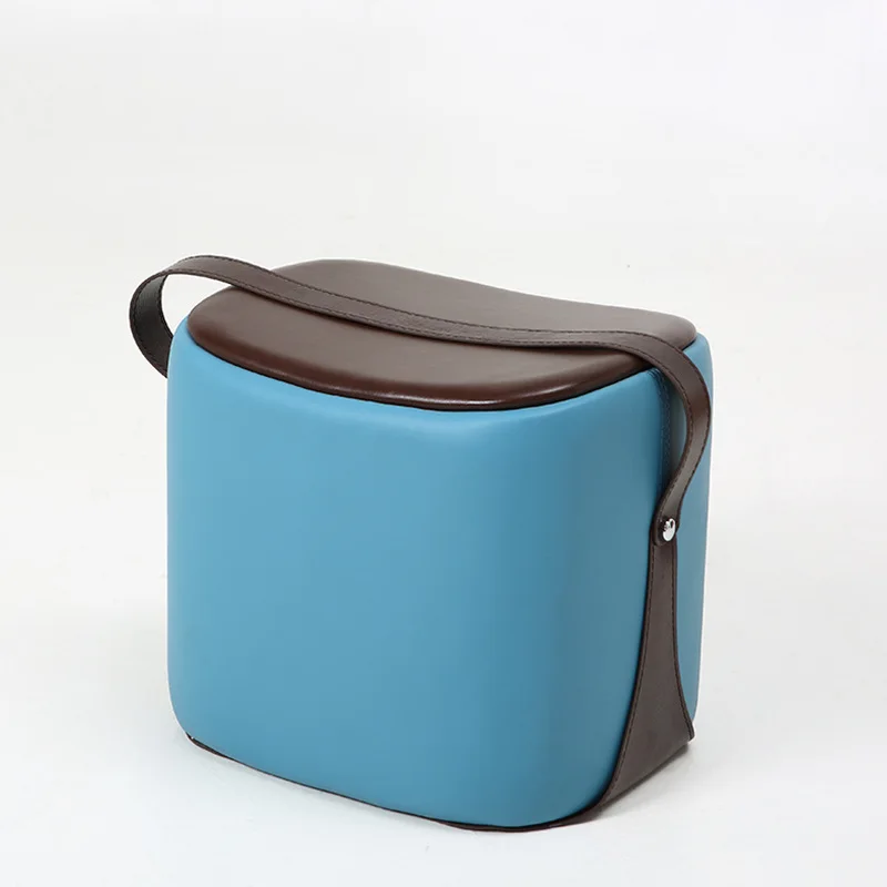 Nordic sofa stool home living room leather stool footstool sitting pier portable saddle shoe door creative shoe chan