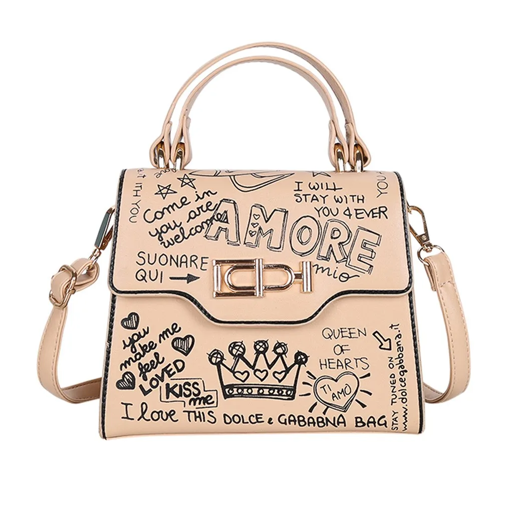 Женские сумочки для граффити кожаная маленькая сумка-тоут модные сумки через плечо bolsa feminina сумки для женщин#45 - Цвет: Хаки