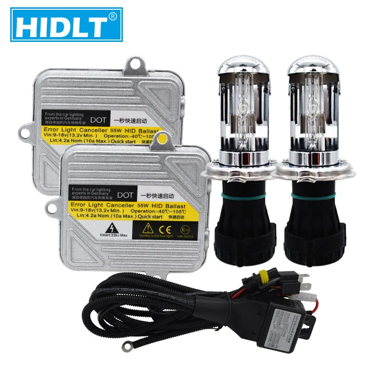 HIDLT DC 12V 55W H4 Bixenon HID комплект H4-3 ксеноновая лампа с дальним/ближним лучом 4300K 6000K 8000K