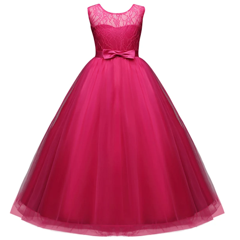 Детские платья для девочек; элегантное платье принцессы без рукавов; кружевное бальное платье на свадьбу; нарядное длинное фатиновое платье для От 6 до 14 лет - Цвет: Item2