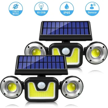 

Solar Lights Outdoor LED Solar PIR Motion Sensor Security Light, 3 Adjustable Heads Waterproof Wall Light for Porch Patio Garage