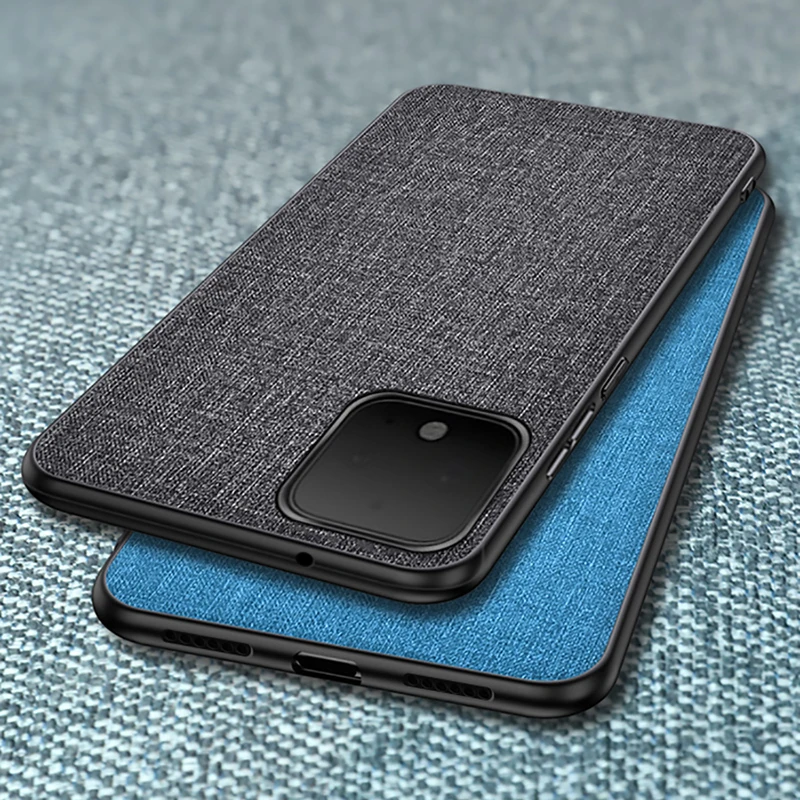 

Ikrsses Case For Google Pixel 4 Luxury PU hard shell back Soft TPU Simple Cloth Case For Google Pixel 4 XL All-inclusive Cover