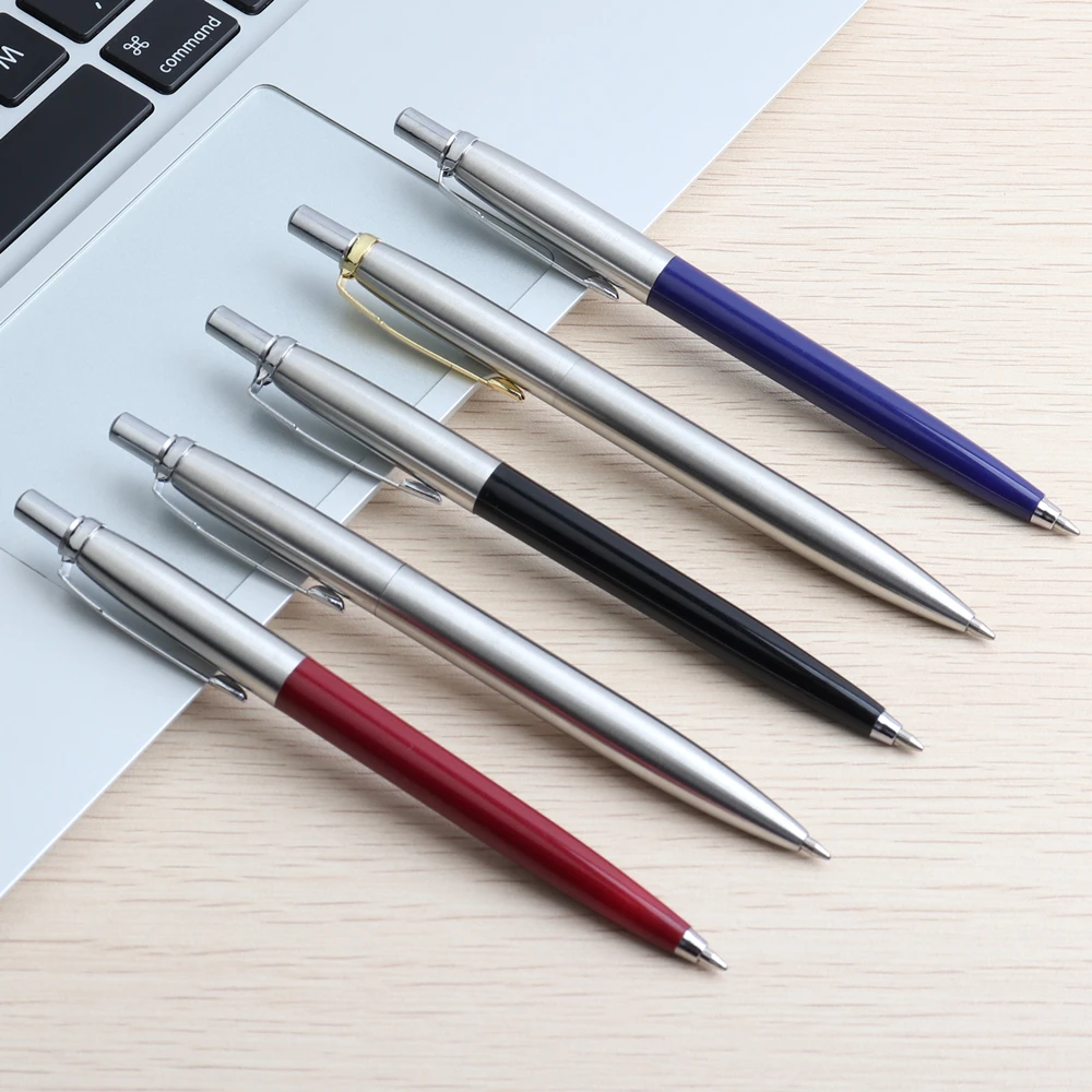 Ballpoint Pen 5PCS/LOT GENKKY Ballpoint Pen Commercial metal ballpoint pen gift pen core solventborne automatic ball