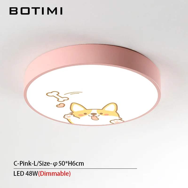 C-Pink-L-RC BOTIMI мультфильм 220V светодиодный потолочный светильник для спальни для детской комнаты Мальчики круглая спальня освещение девушки потолочные светильники - Цвет корпуса: C-Pink-L-RC