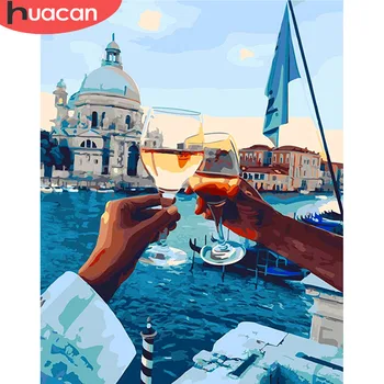 

HUACAN DIY Oil Pictures By Numbers Venice Landscape Painting Scenery Kits Drawing Canvas HandPainted Home Decor