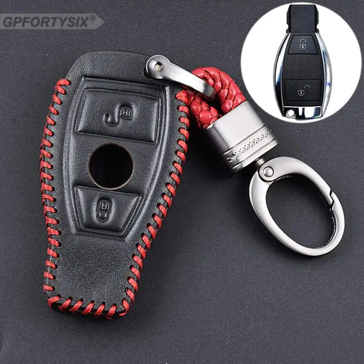 BC201 red short Чехол для ключей автомобиля из натуральной кожи для Mercedes W203 W210 W211 Amg W204 C E S Cls Clk Cla Slk Classe умный автомобильный брелок для Benz - Название цвета: BC201 red short