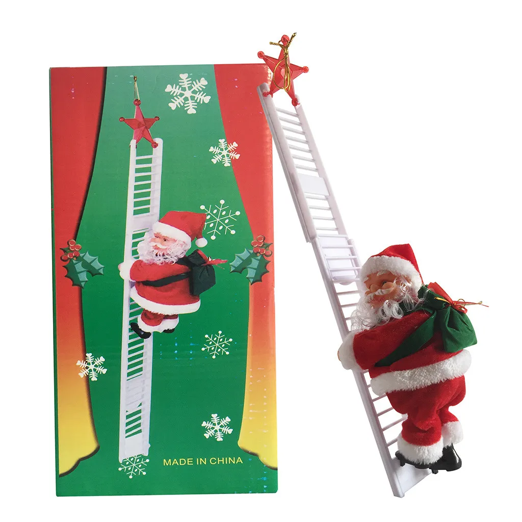 Электрическая лестница для скалолазания Санта-Клаус, Рождественская фигурка, орнамент, подарки, рождественские фигурки, рождественский подарок для детей, Красная рождественская елка, 8p