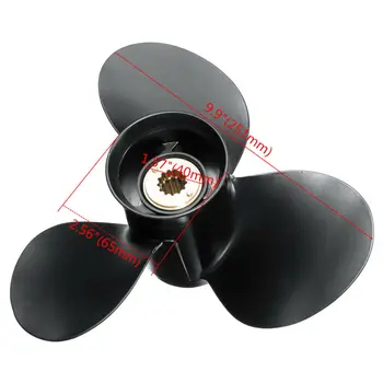

48-19640A40 Aluminum Alloy 9.9 x 13 Mariner Boat Outboard Propeller For Mercury Engine 25-30HP Black 13 Spline Tooth 3 Blades