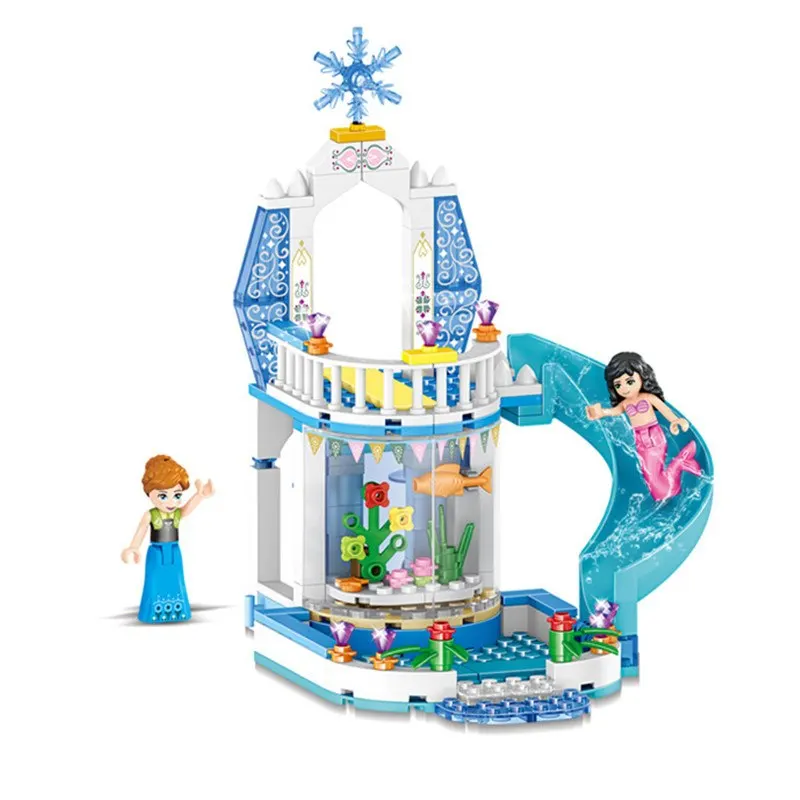 Beste 344pcs Sneeuw Prinses Elsa Ijs Kasteel Prinses Anna 2 In 1 Compatibel Legoinglys technic Bouwstenen Speelgoed Kit DIY geschenken