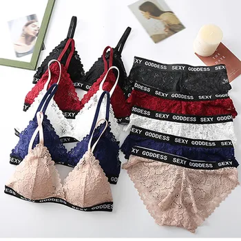 

Sexy Lace Underwear Thin French Triangle Cup Bra Set Ladies Bras Lingeries Ladies Underwear Suit
