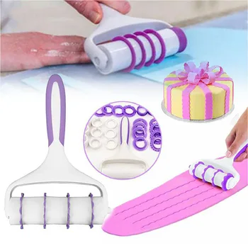 

Fondant Strip Ribbon Cutter Sugarcraft Tool Cake Rolling Pin Embosser Roller Set Cake Decorating Tools KITCHEN BAKE Eco-Friendly
