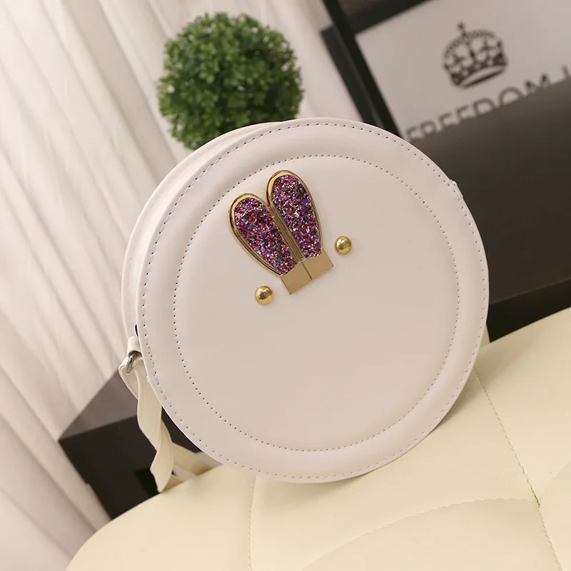 

Trend Korean-style New Style Poly Urethane Leather Solid Color Rabbit Ear Small round Bag Casual Crossbody Bag Women's Bag