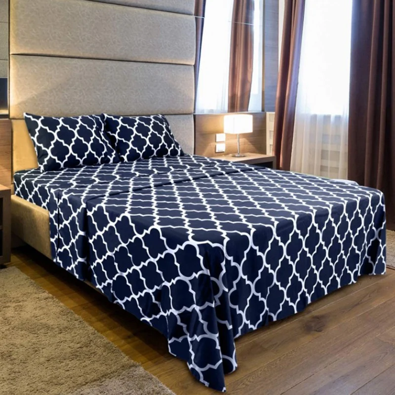 

Hot New Bedding 4PC Sheets Set 1 Tablet, 1 Fitted Sheet and 2 Pillowcases Geometric Printed Bedding Set Of 4