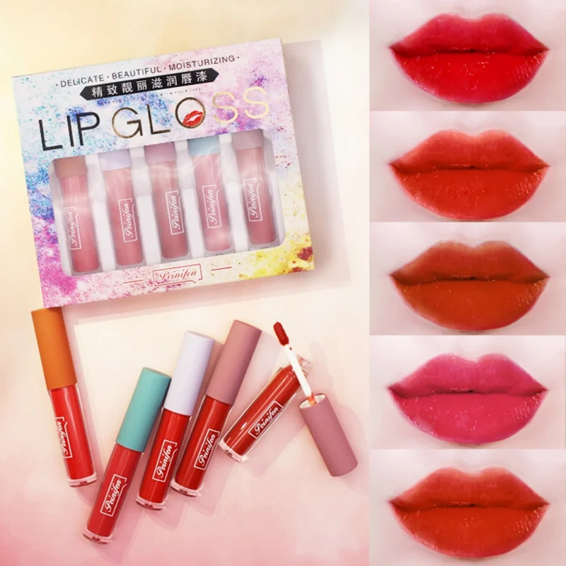 

5Pcs Matte Lipstick Set Moisturizing Lip Glaze Liquid Lipstick Waterproof Lip Gloss Set Sexy Red Lips Makeup Cosmetics