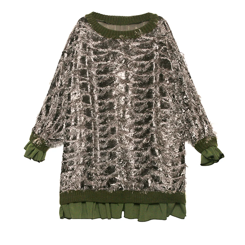 CHICEVER Patchwork Tassel T Shirt For Women O Neck