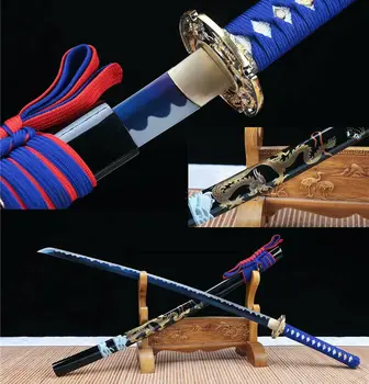 

41' Sharp 1095 Carbon Steel Blue Japanese Samurai Katana beautiful dragon saya