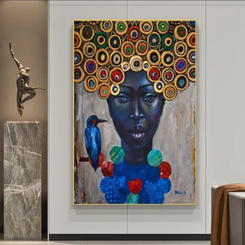 

Abstract African Women Portrait Oil Painting on Canvas Art Scandinavian Posters and Prints Modern Wall Picture for Living Room