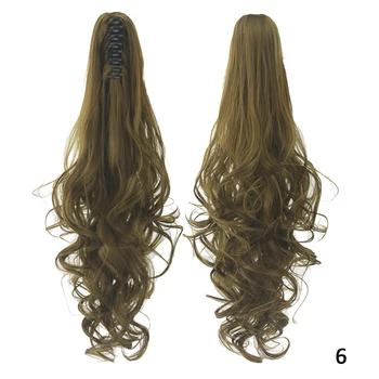 Soowee Straight Long Clip In Hair Extensions Blonde Black Little Pony Tail High Temperature Fiber Synthetic Hair Claw Ponytails 5