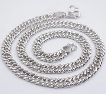 

Real S925 Silver Necklace For Men Women Unique Curb 9mm Wide Link 22''L Gift Necklace