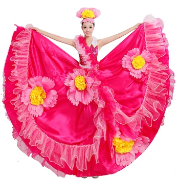 

Teen Adult Spanish Belly Dance Costumes Flamenco Bullfight Festival Ballroom Gypsy Dresses Women Swing Vestidos M201