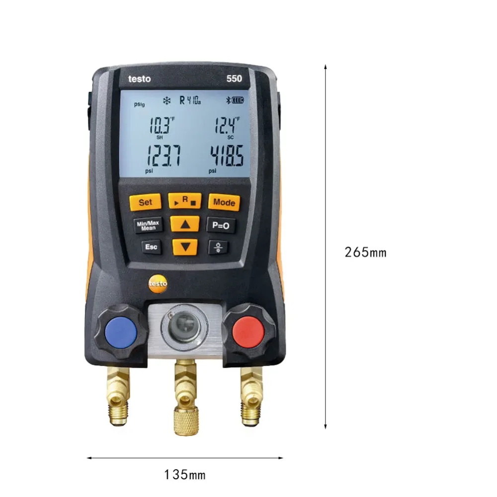 Testo 549 цифровой манометр холодильного воздуха Манометр для манометр коллектора хладагента набор 2 шт. Зажим Зонды инструмент