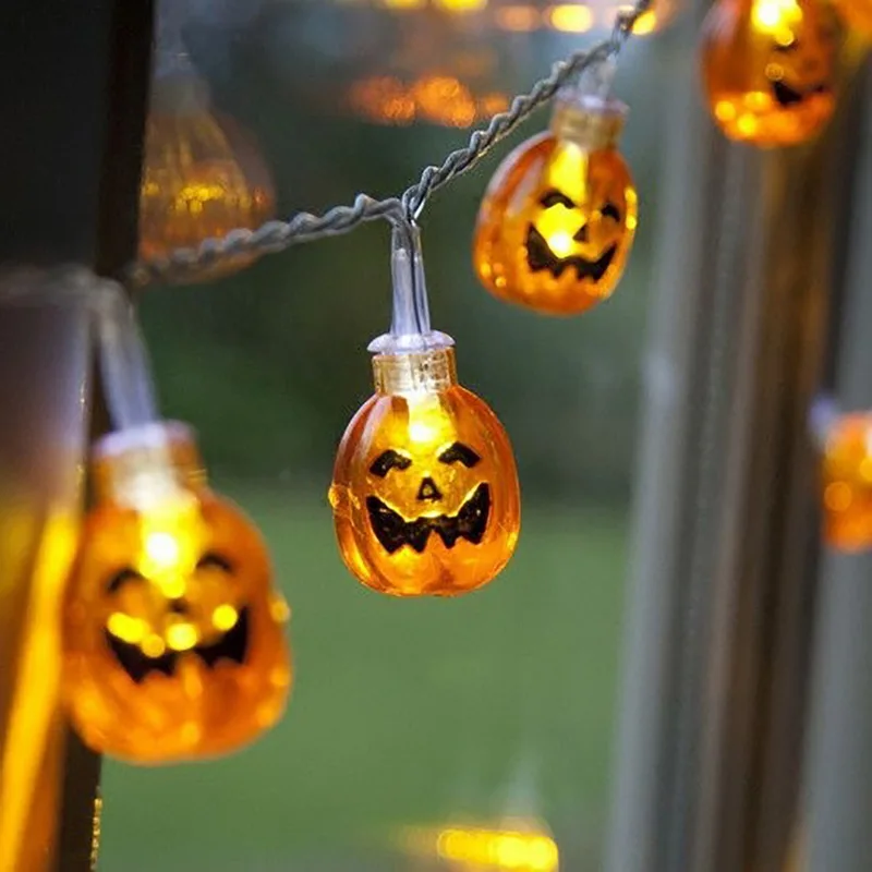 Christmas Halloween Lighting Pumpkin Lantern LED String Lamp Lights Room Decoration 1/2/3m Wall Hanging Battery | Лампы и освещение