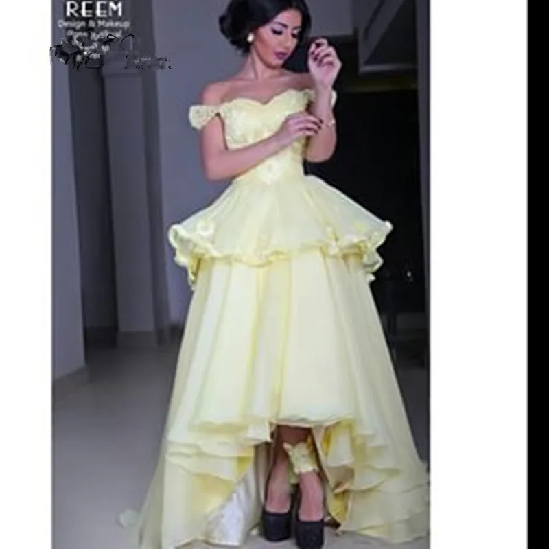 Желтое платье для выпускного вечера vestido de noiva 2018 вечернее короткое спереди