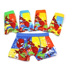 3 шт./партия г., модные стильные детские трусики из чистого хлопка детские трусы с рисунком Человека-паука для мальчиков, прямые трусики