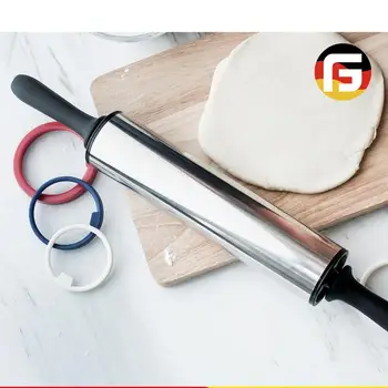 

Stainless Steel Rolling Pin with Thickness Rings, Large Heavy Duty Adjustable Roller for Dough, Pizza, Pastry, Pie, Pasta