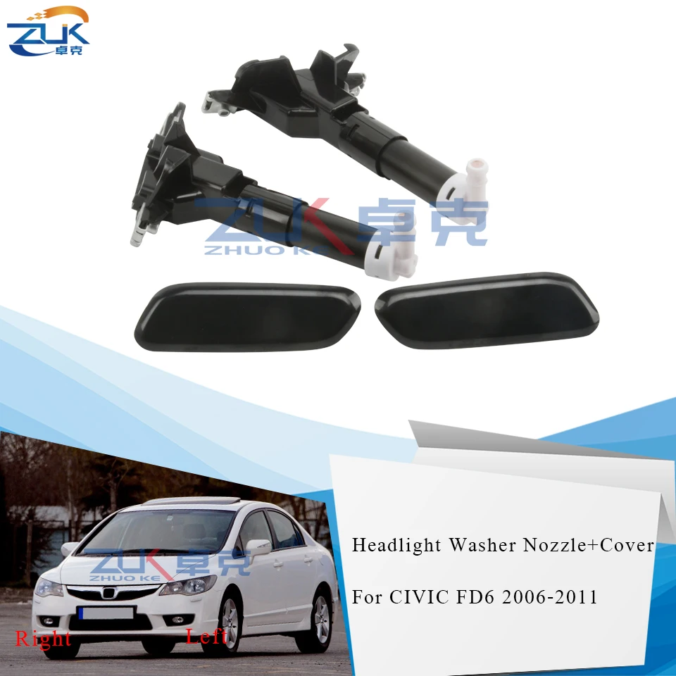 

ZUK Headlight Headlamp Water Spray Nozzle Jet With Washer Cover Cap Case For HONDA For CIVIC FD6 2006 2007 2008 2009 2010 2011