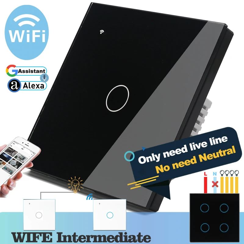 Настенный сенсорный светильник Wi Fi черный синий светодиодный 1 банда 2 сторонний