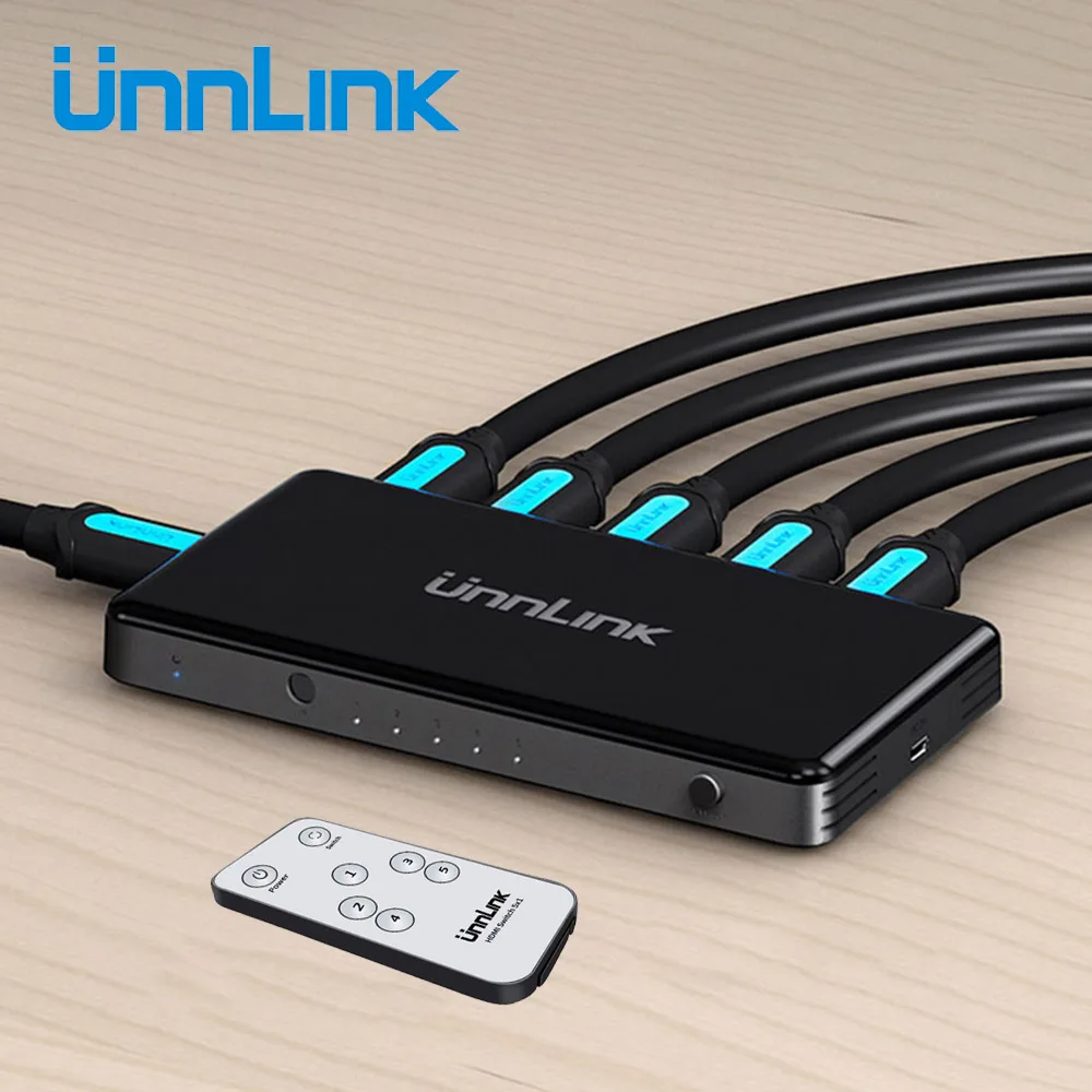Коммутатор Unnlink HDMI 5x1 UHD4K 60 Гц RGB4:4:4 HDCP 2 HDR 5 в 1 выход для проектора Smart TV MI Box3 PS4pro |