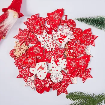 

With Rope 10pcs/Lot 5cm New Year Natural Wood Christmas Ornaments Pendants Hanging Gifts Xmas Tree Decor Home Decoration 62082