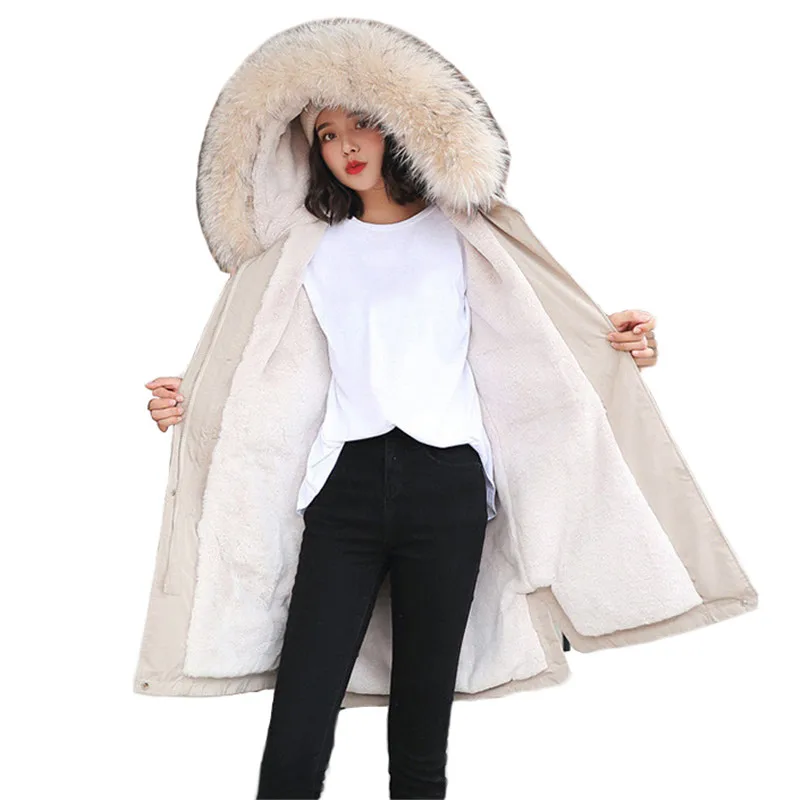 

Big Fur Hooded Parkas 2019 New Autumn Korean Fashion Plus Size Loose Velvet Russian Winter Thick Warmth Clothing Feminina LD1173