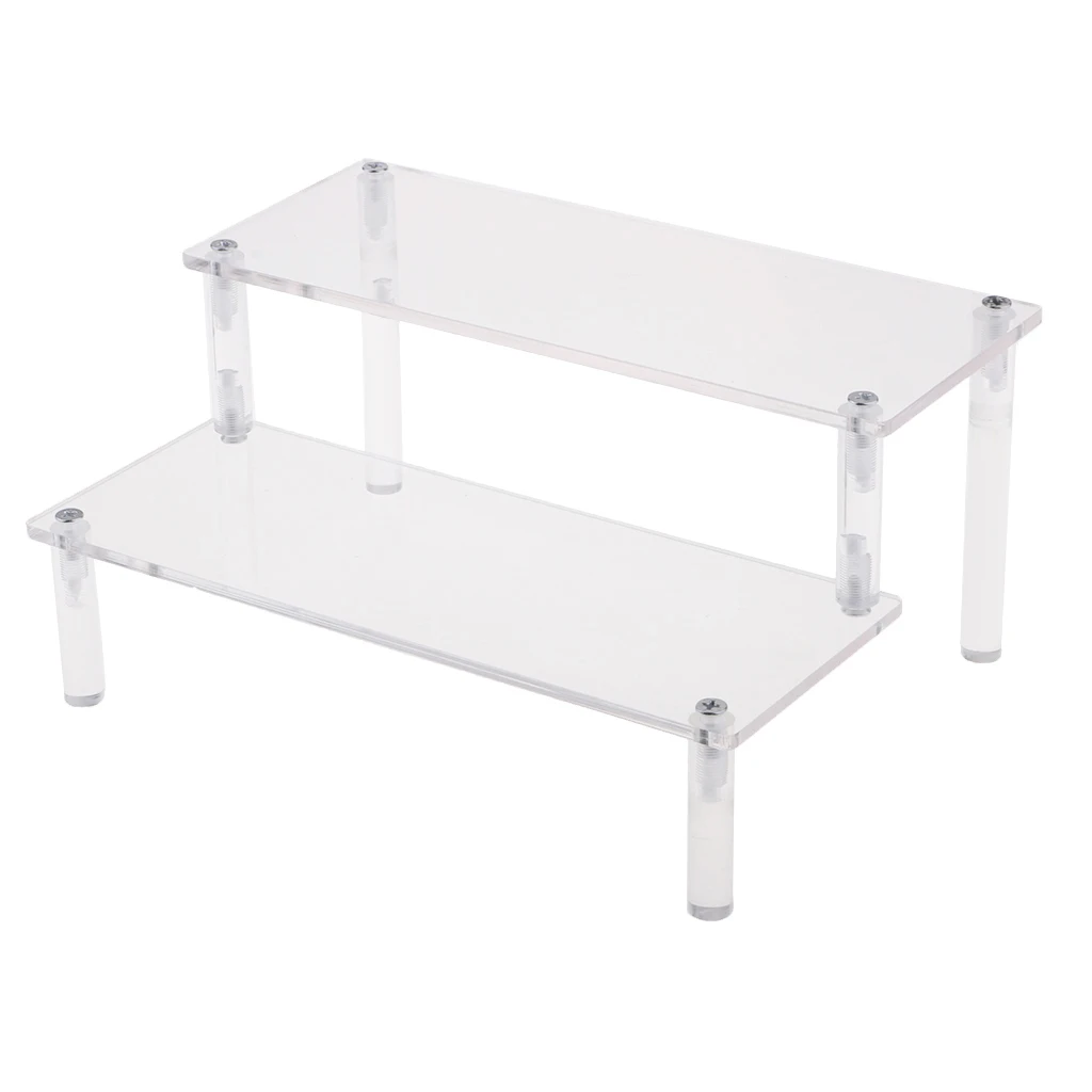 2-Tier Acrylic Storage Rack/Kids Bookshelf/Cosmetic Organizer/Clear Thick Bathroom Storage Shelves Display Organizer