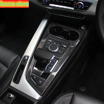 

Carbon Fiber For Audi A4 B9 Car Accessories Control Gear Shift panel Water Cup Holder decorative strip auto Cover trim Sticker