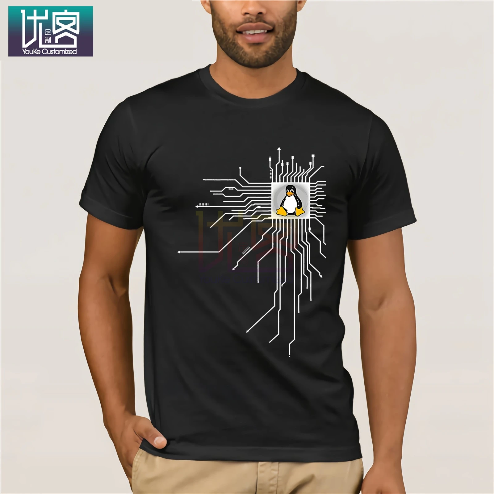 

platine CPU heart linux penguin T-shirt programmer-ANZ Clothes Popular T-Shirt Crewneck 100% Cotton Tees Casual Short Sleeve Top