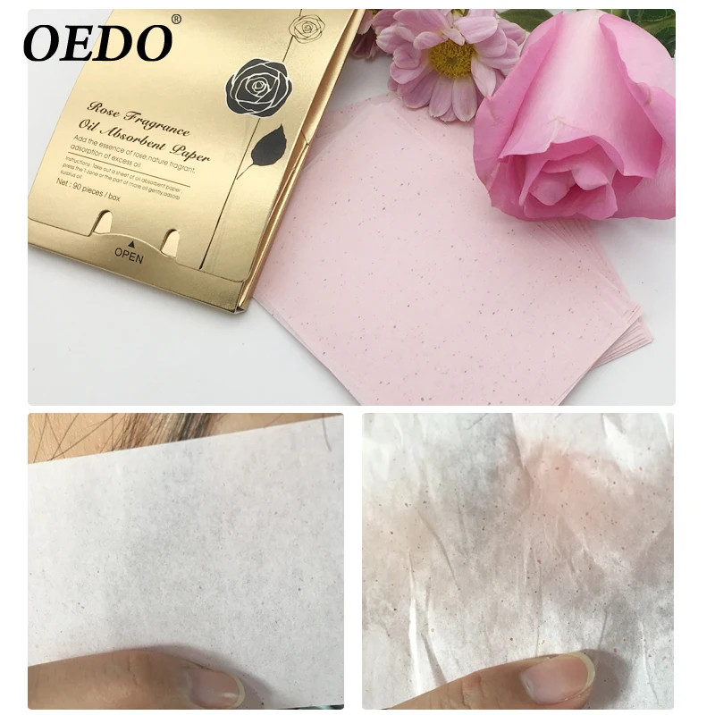 90pcs/box Rose Fragrance Oil Absorbent Paper Face Care Oil Absorbing Sheets Skin Care Control Whitening Make Up Beauty