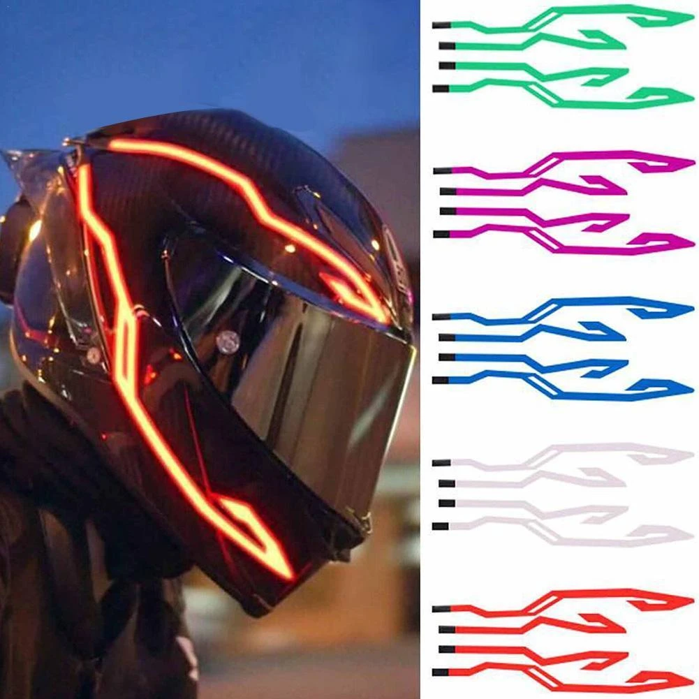 Motorcycle Helmet LED Signal Stripe Sticker Flashing Safe Night Riding 3 Modes