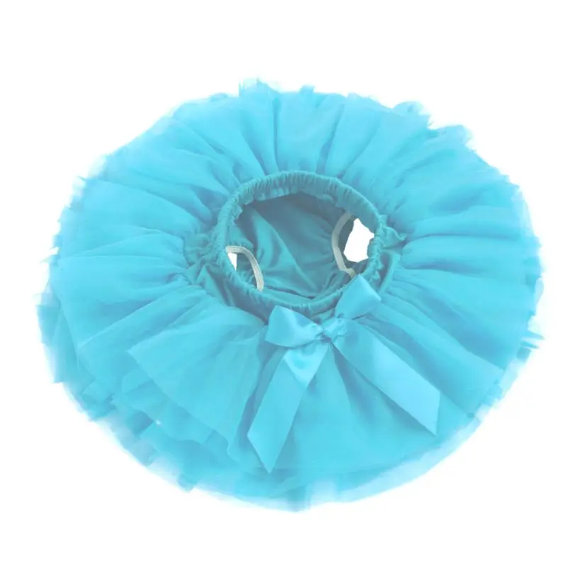 Light Blue Многослойная детская юбка пачка для маленьких девочек, танцевальные гофрированные шаровары с бантом, накидка для подгузников, T4MA - Цвет: Light Blue