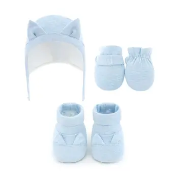 

New Cotton Baby Hat Gloves Feet Cover Set Newborn Anti-grab Glove Toddler Soft Bottom Shoes Warm Cap