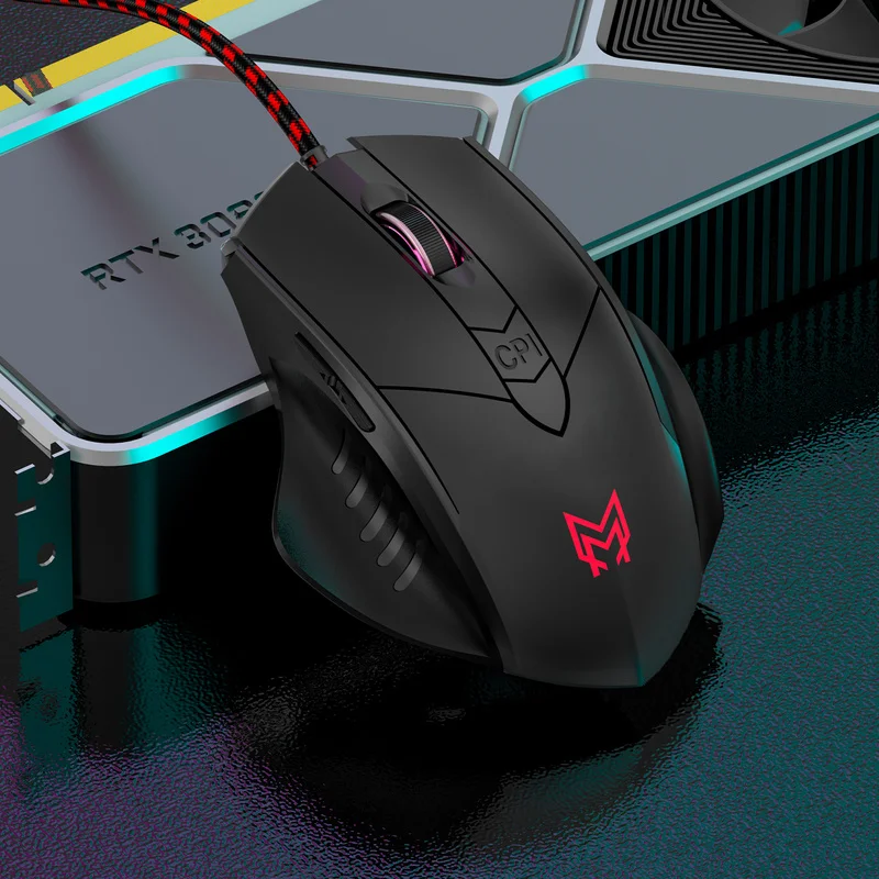 Ratón de juegos con cable USB-ratón óptico profesional para ordenador, periférico con 6 botones, ajustable, ergonómico, 3200DPI, LED, para PC y portátil
