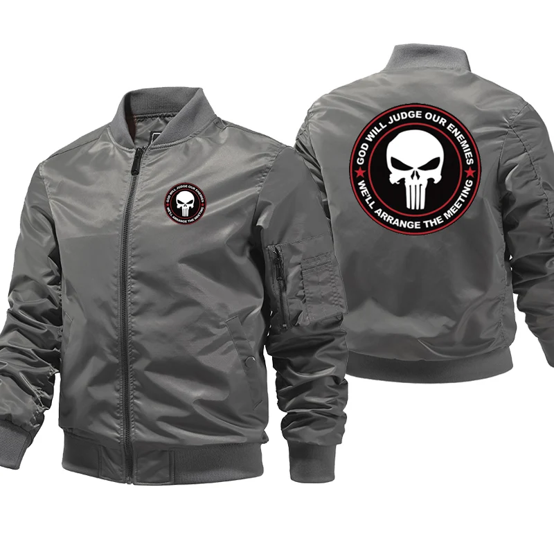 Skull Bomebr Jacket Men Winter Windproof Ma-1 Air Thick Pilot Jacket Zipper ceketler casacas Casual Streetwear Coats 3