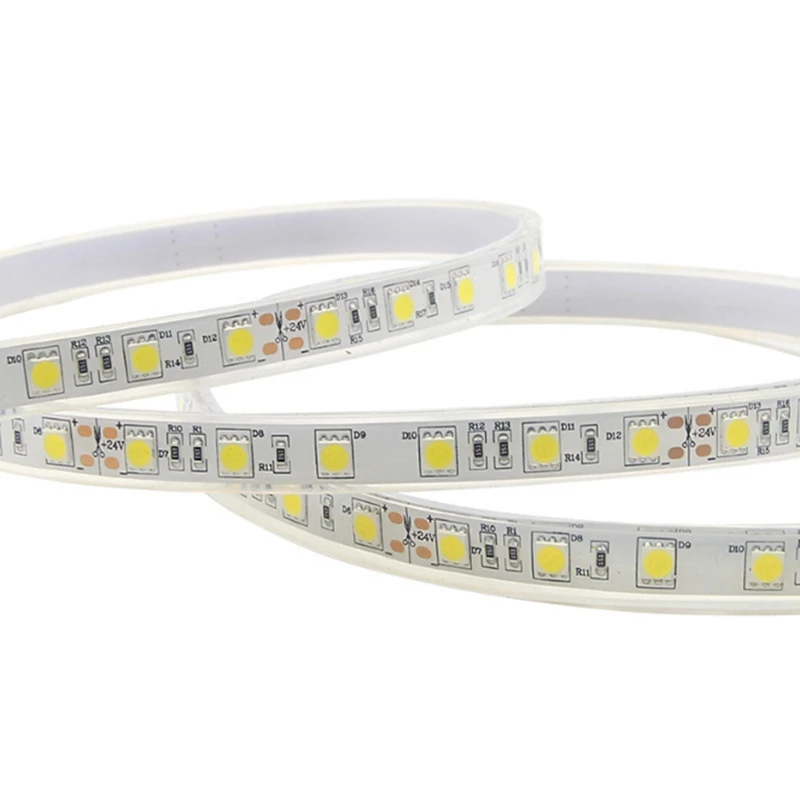 DC12V IP68 Водонепроницаемая светодиодная лента SMD 5050 RGB свет 60 Светодиодный s/m светодиодная лента s для наружного пруда дом для Аквариума Декор 5 м/лот
