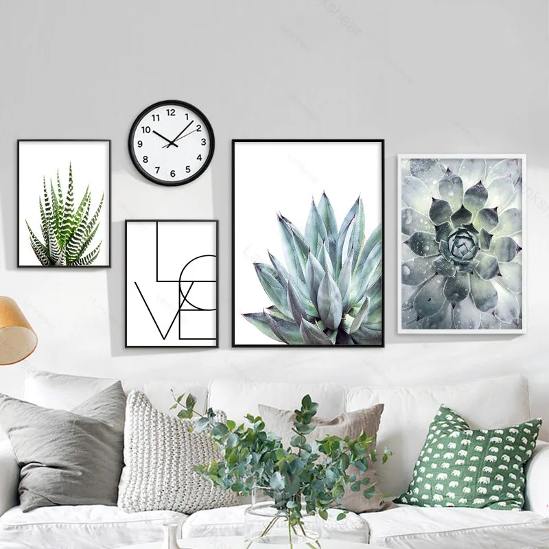 

Green Plant Succulent Botanical Canvas Poster Nordic Decorative Print Wall Art Painting Scandinavian Pictures Modern Home Decor